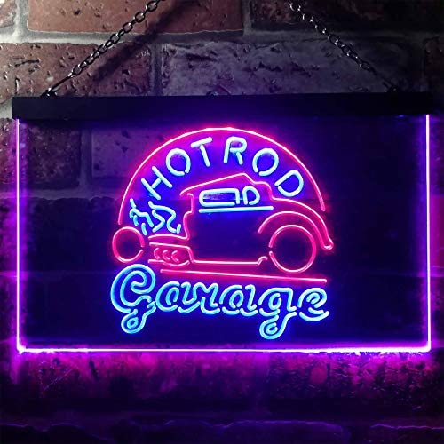 Hot Rod Garage Dual LED Neon Light Sign